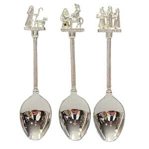Nativity Scene Spoons x3 Silver Plated Souvenir Vintage WAPW in Great Britain